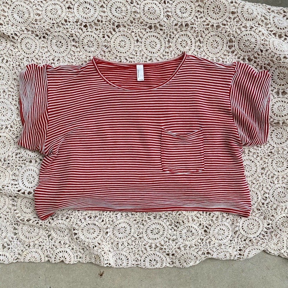 American apparel red striped crop top